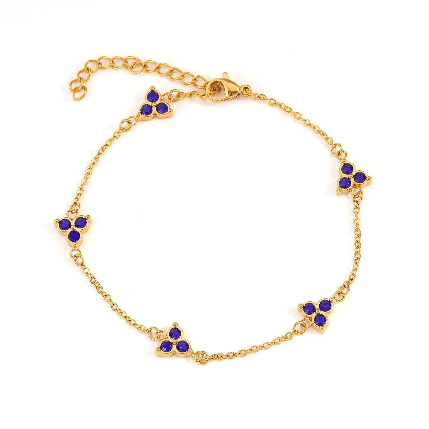 Women's stainless steel bracelet with three geometric diamond designs in various colour options