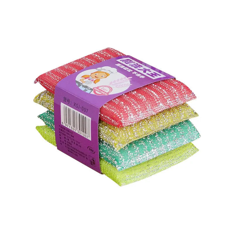 Fine stripe scrubbing mop sponge in macaron mixed colours measuring 12cm for dishwashing