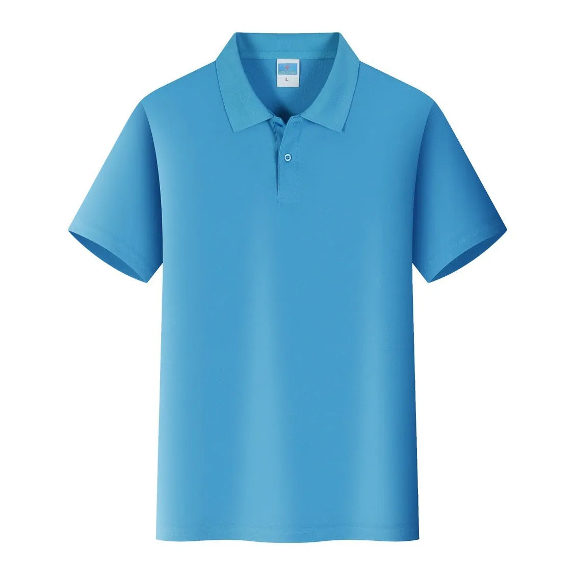 Cotton short sleeve straight fit work shirt for custom embroidery on a hanger