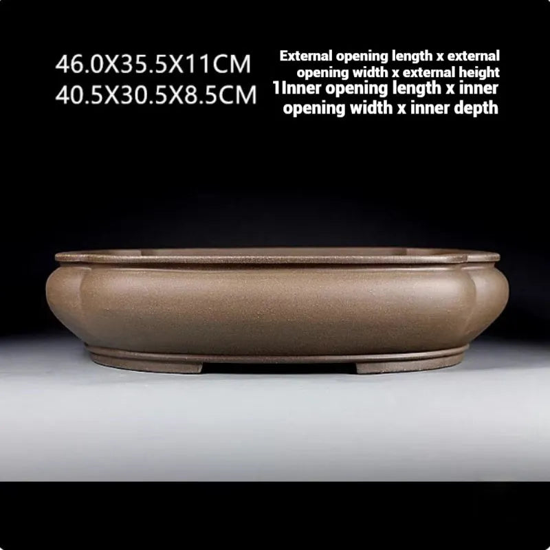 Handmade purple clay papaya-shaped antique Pukou flower pot 46cm long