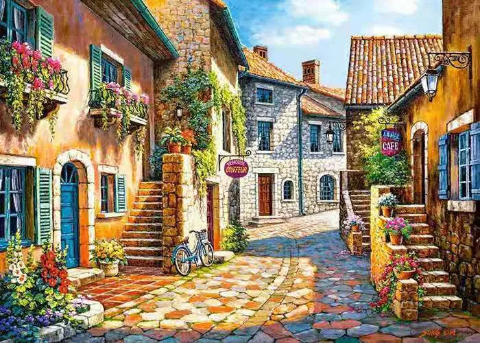 Rimless linen oil painting landscape artwork in modern style measuring 40X50cm