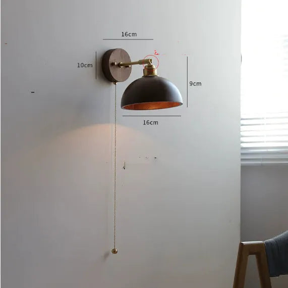Inn Niche Nordic style bedside wall lamp with fixed arm in walnut colour finish
