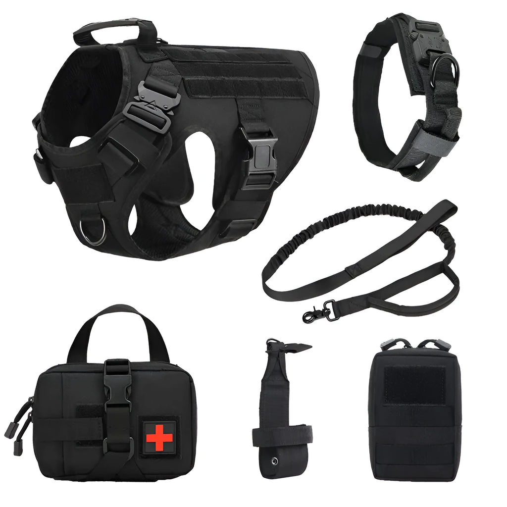 Polyester tactical dog training vest 6-piece set in camouflage and solid colours