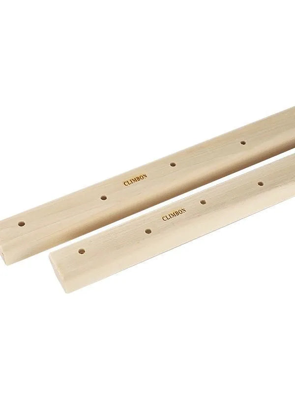 Set of three wooden hangboards for grip strength training, showing different widths and depths.