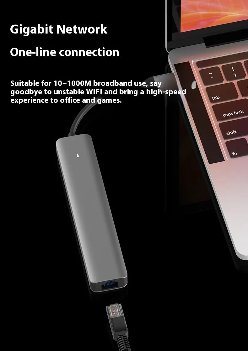 7-in-1 card reader and USB hub for laptops with multiple interface ports