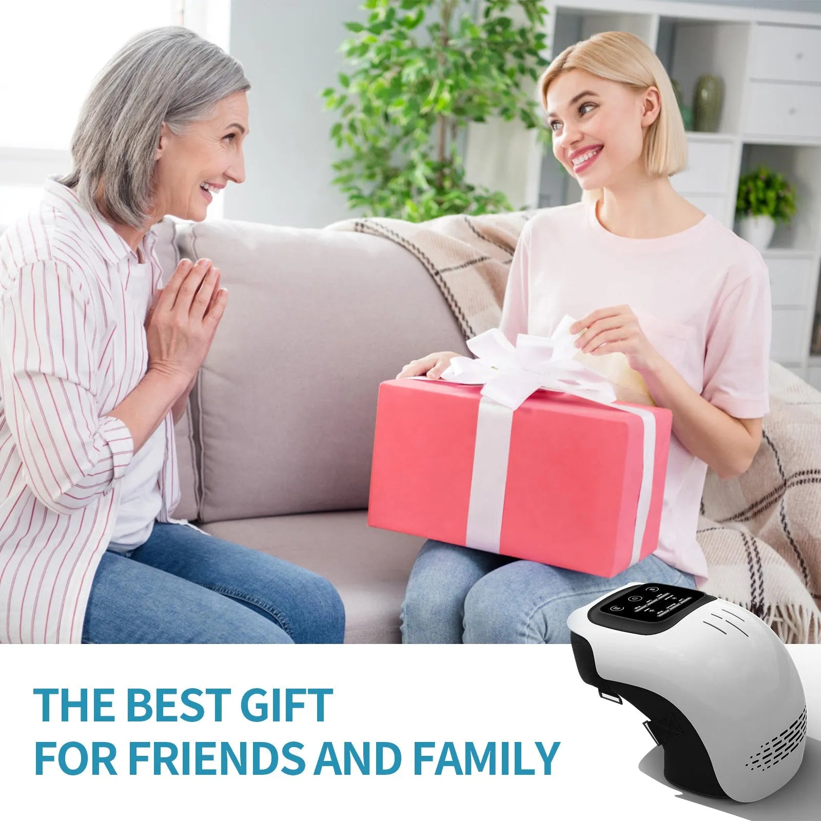 Intelligent electric knee massager with USB charging port in white colour