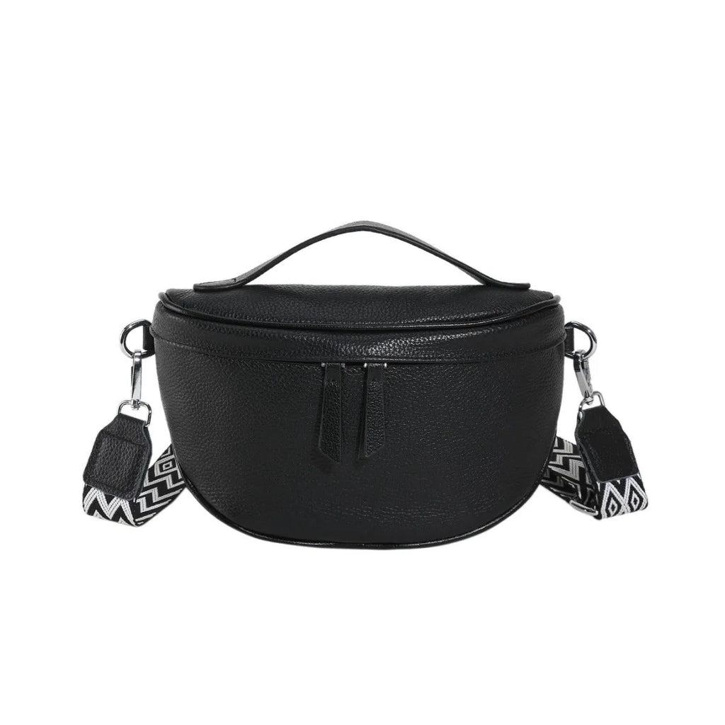 Ladies casual single-shoulder crossbody bag in top grain cowhide leather with 25cm width