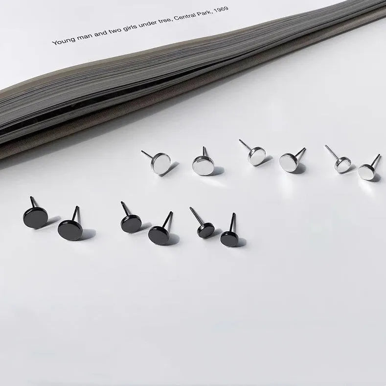 S999 sterling silver flat ear bone stud earrings in silver and black electroplated finishes