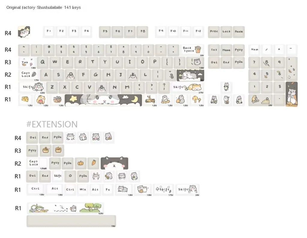 XDA profile mechanical keyboard keycaps in custard colours for 68 75 98 100 key layouts