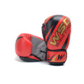 PU leather boxing gloves in white for training and fitness, available in 6-14oz sizes