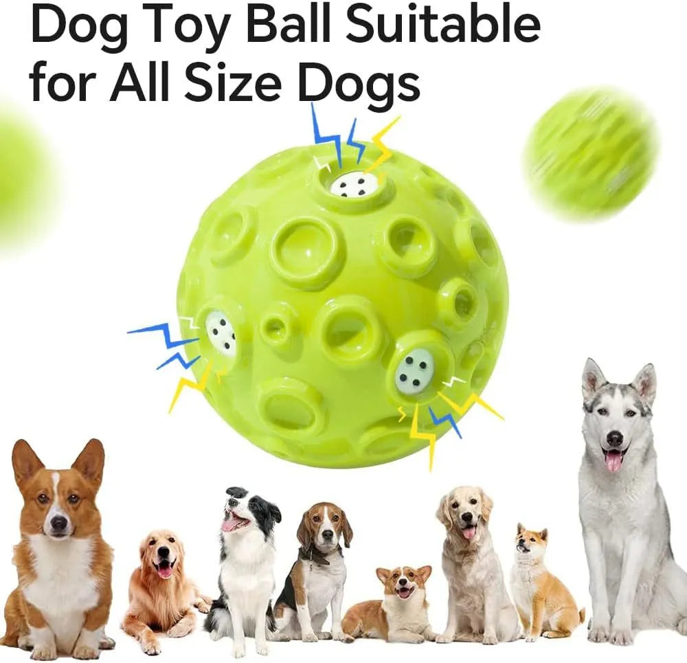 Durable natural rubber dog toy ball with squeaky sound for aggressive chewers in black blue green orange yellow