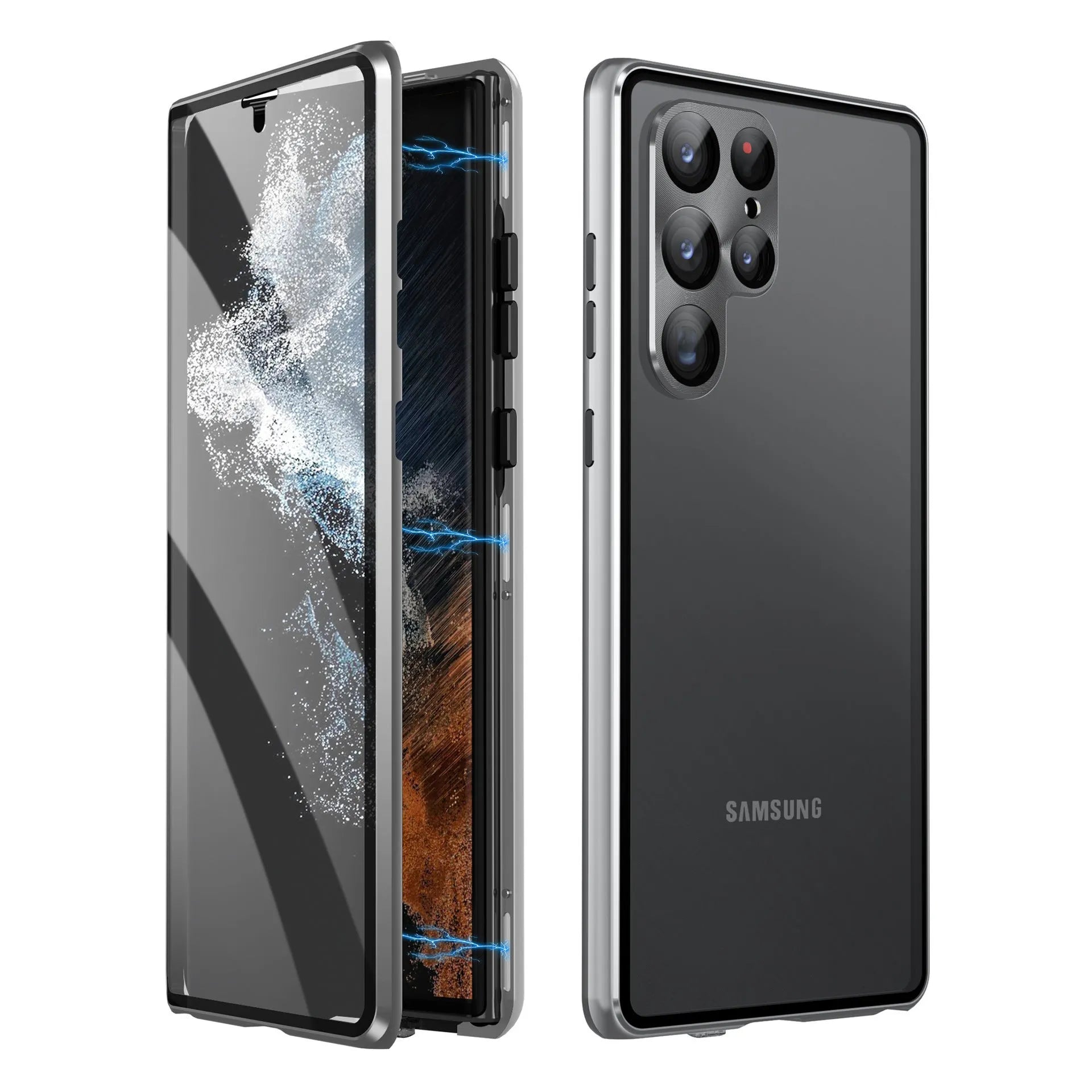 Metal magnetic king phone case with peep-proof mirror for Samsung S24 Ultra in multiple colours