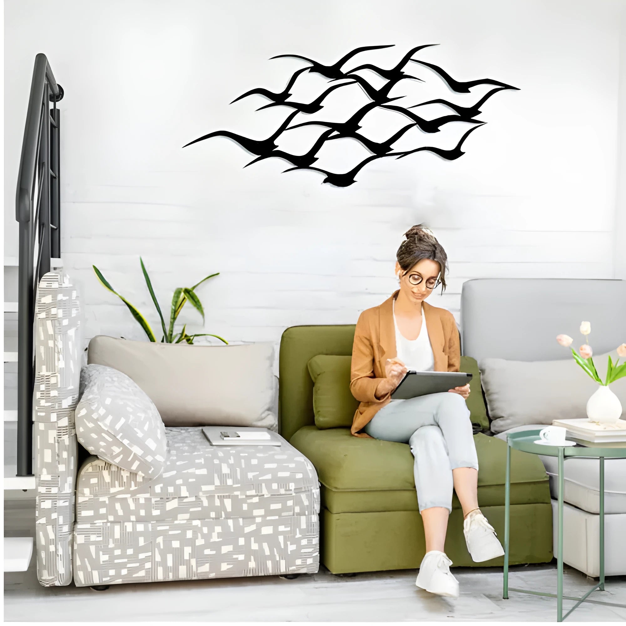 Metal flying bird wall decoration seagull design modern simplicity style for garden and office