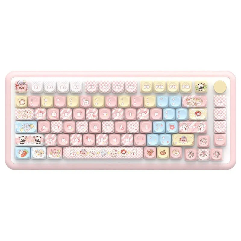 Clip Doll Original Cute Fit pink mechanical keyboard key cap set with Doll character artwork