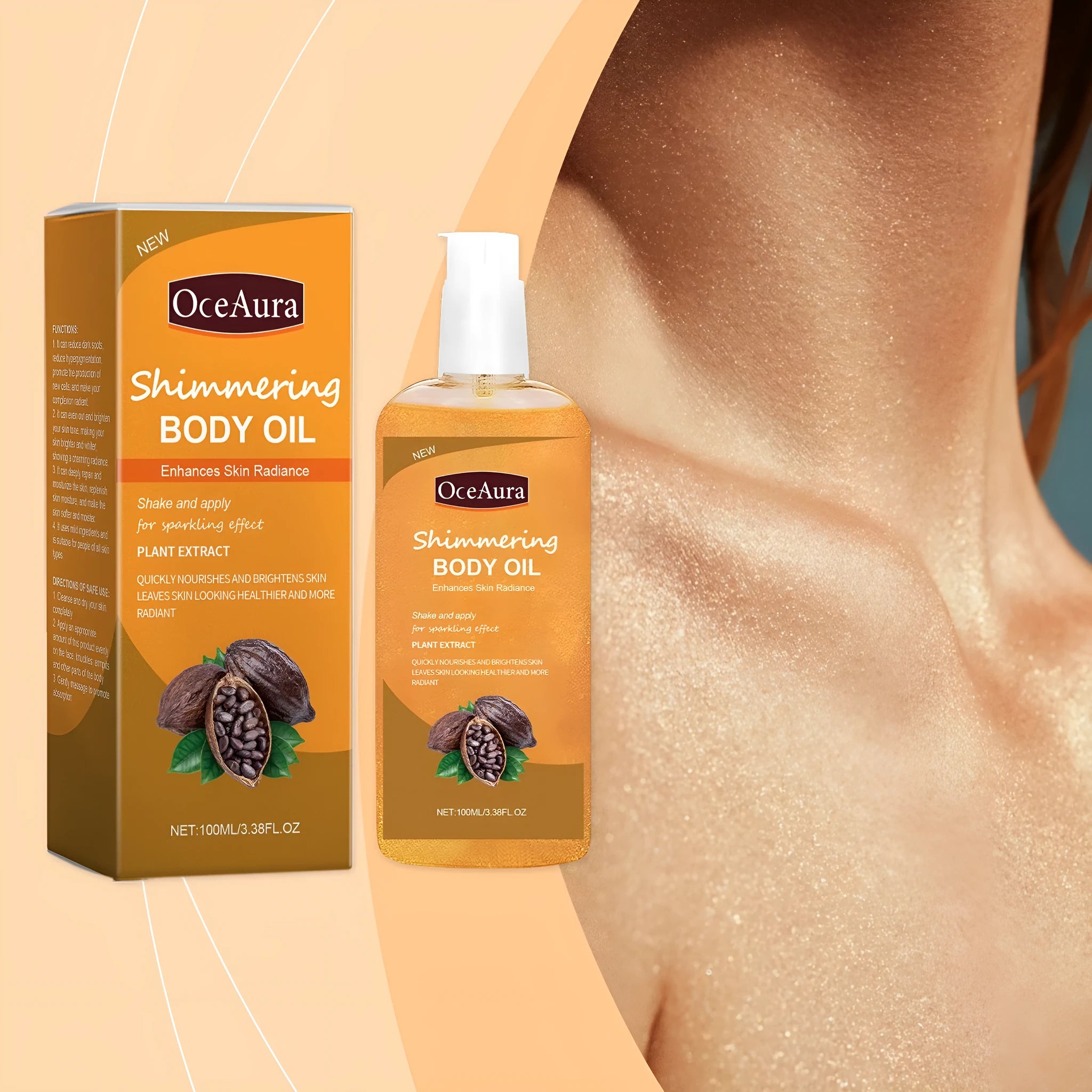 Shiny moisturizing body oil 100ml bottle with jojoba and vitamin E for daily care
