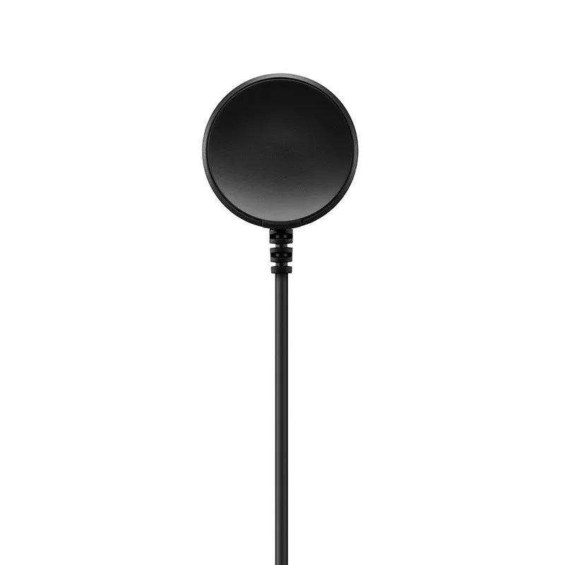 Black USB fast charging dock for smartwatches showing compact 34mm size