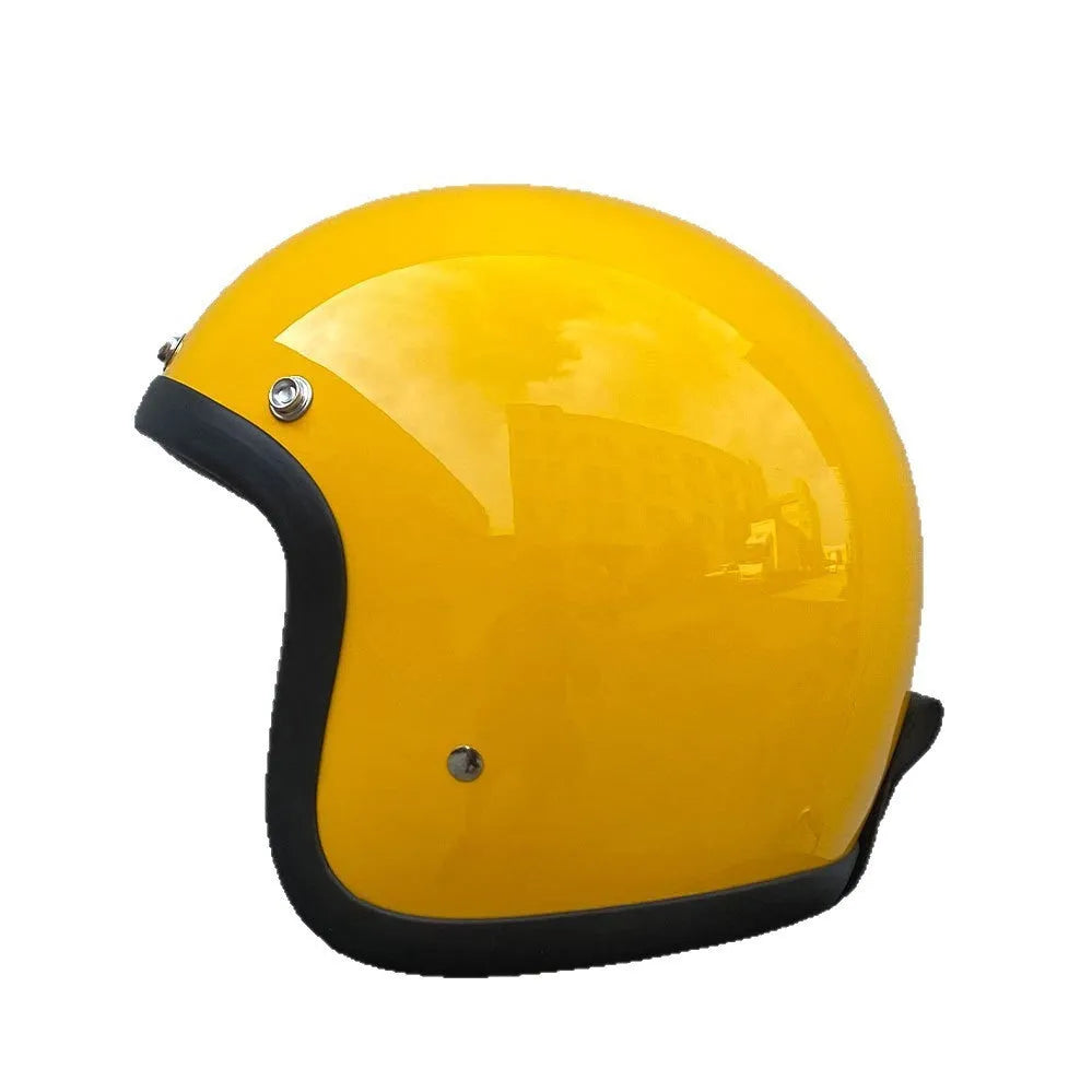 Retro style motorcycle half helmet in FRP construction for adult electric bike commuting