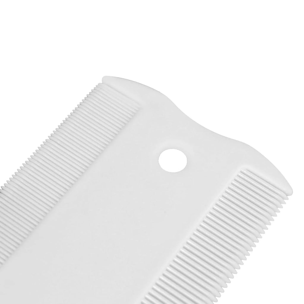 Double-sided plastic flea comb for pets with dense teeth and compact design
