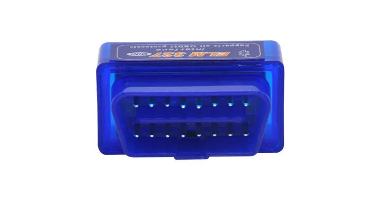 Mini Bluetooth OBD2 automotive diagnostic fault code scanner measuring 45x25x65mm