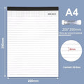 A4 tearable notebook with grid-lined ivory pages and wireless adhesive binding, shown in both A4 and A5 sizes