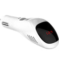 White car USB charger with integrated negative ion air purifier measuring 103mm
