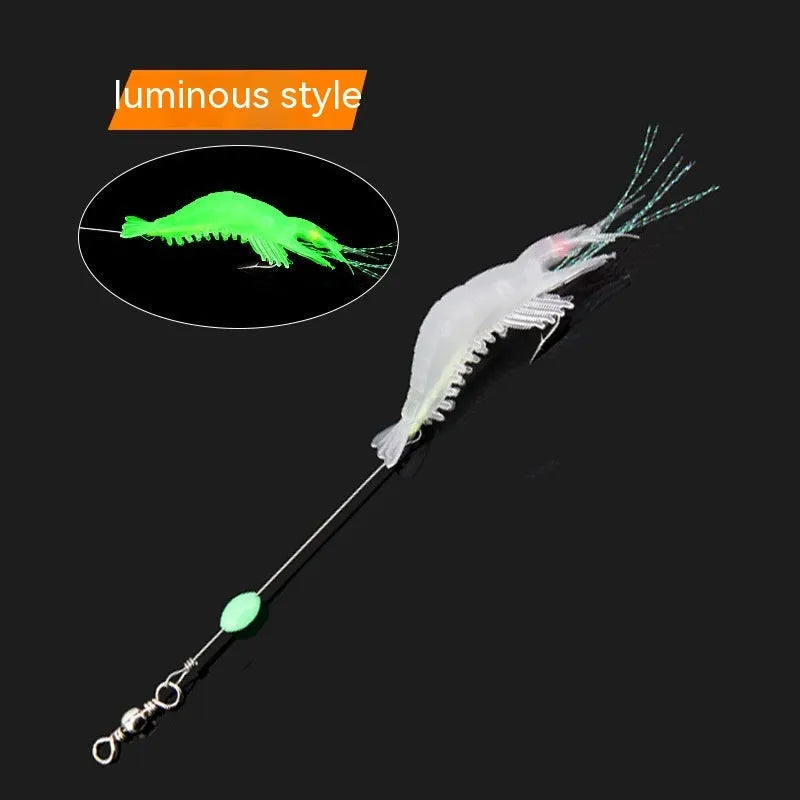 Luer soft fishing lure with pre-attached hook in six colour variations including luminous and transparent options