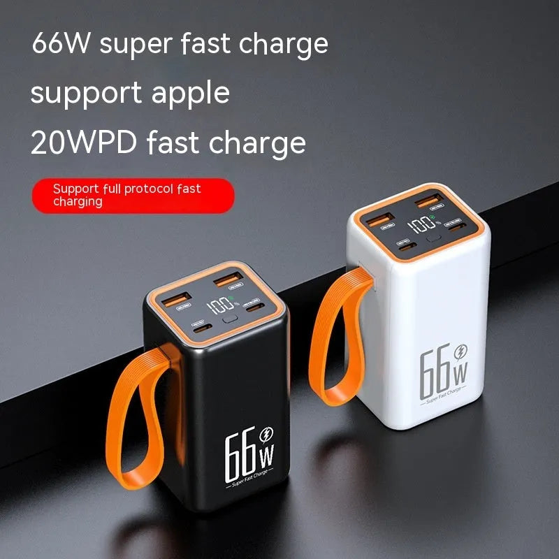 Black and white PD66W fast charge 20000 mAh portable power bank with creative design