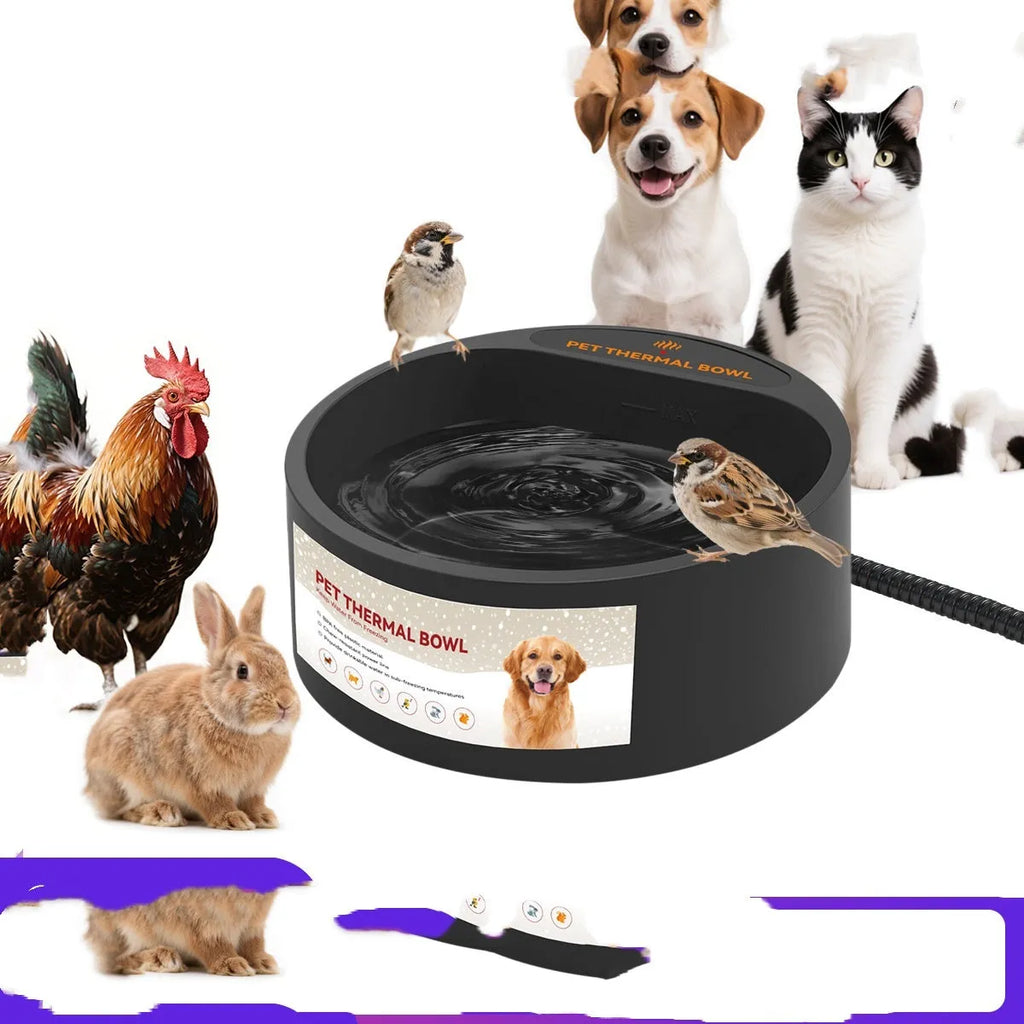 Black ABS pet heating bowl with 2.2L capacity and constant temperature function