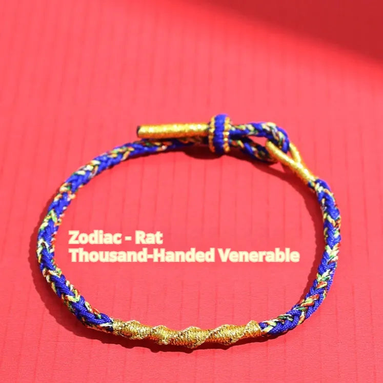 Hand-woven eight-strand colourful guardian strap bracelet with flexible wire and zodiac specific colours
