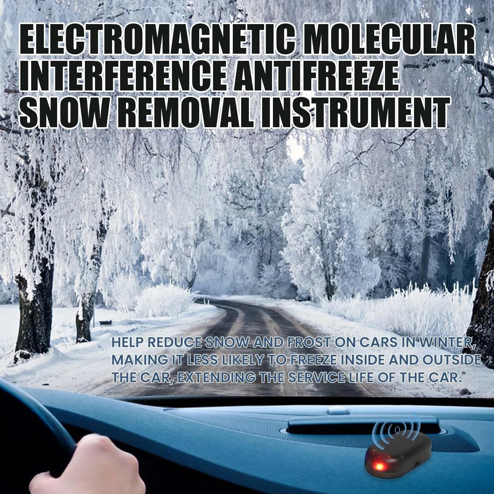 Compact black plastic car windscreen de-icer tool for melting snow and ice
