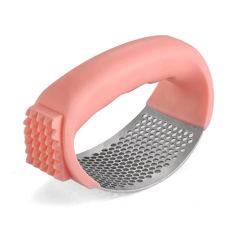304 stainless steel garlic press in black, blue, green, and pink colour options