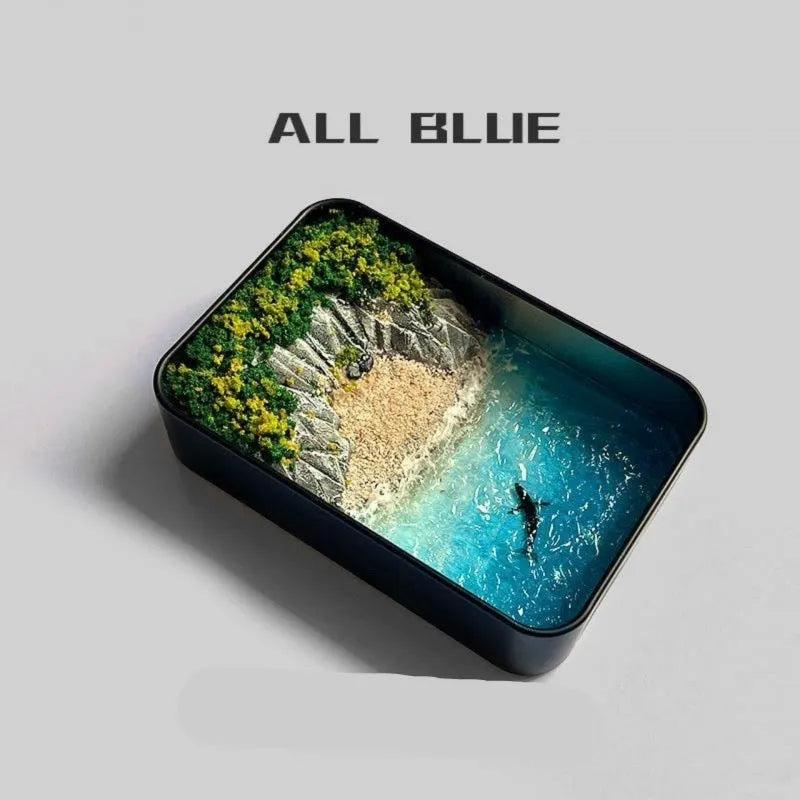 DIY bamboo marine landscape handmade model ornament with whale and beach themes