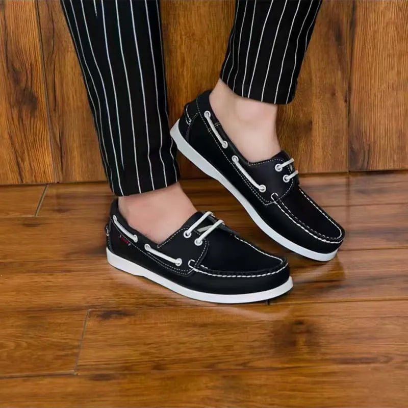 Men's breathable casual shoe with artificial PU upper and flat heel, shown in a solid colour.