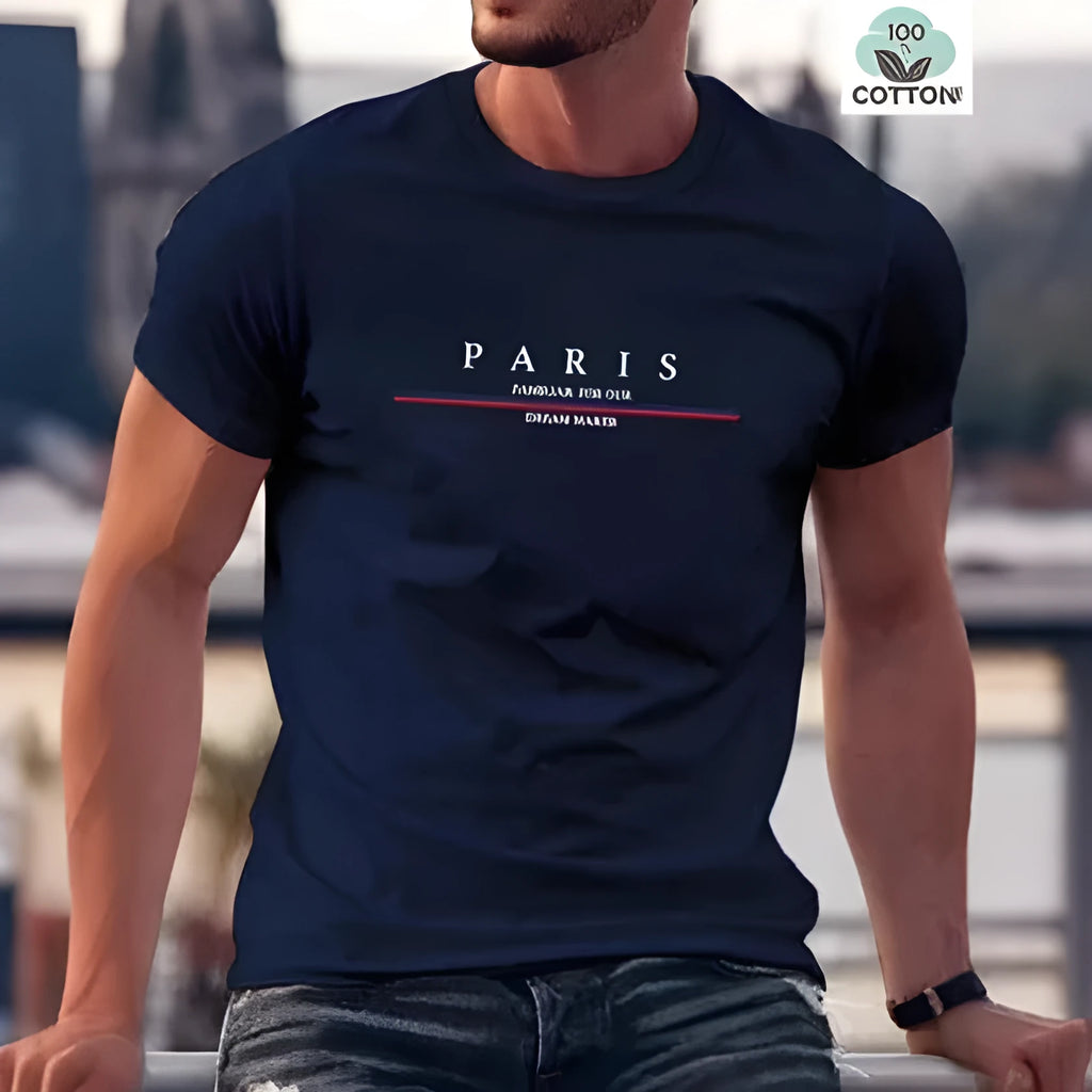 Men's heavy short-sleeve cotton t-shirt with letter printing in loose fit