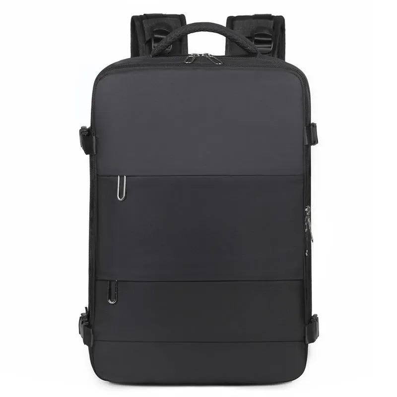 Women's large-capacity travel backpack in purple with organisational compartments and waterproof Oxford cloth construction