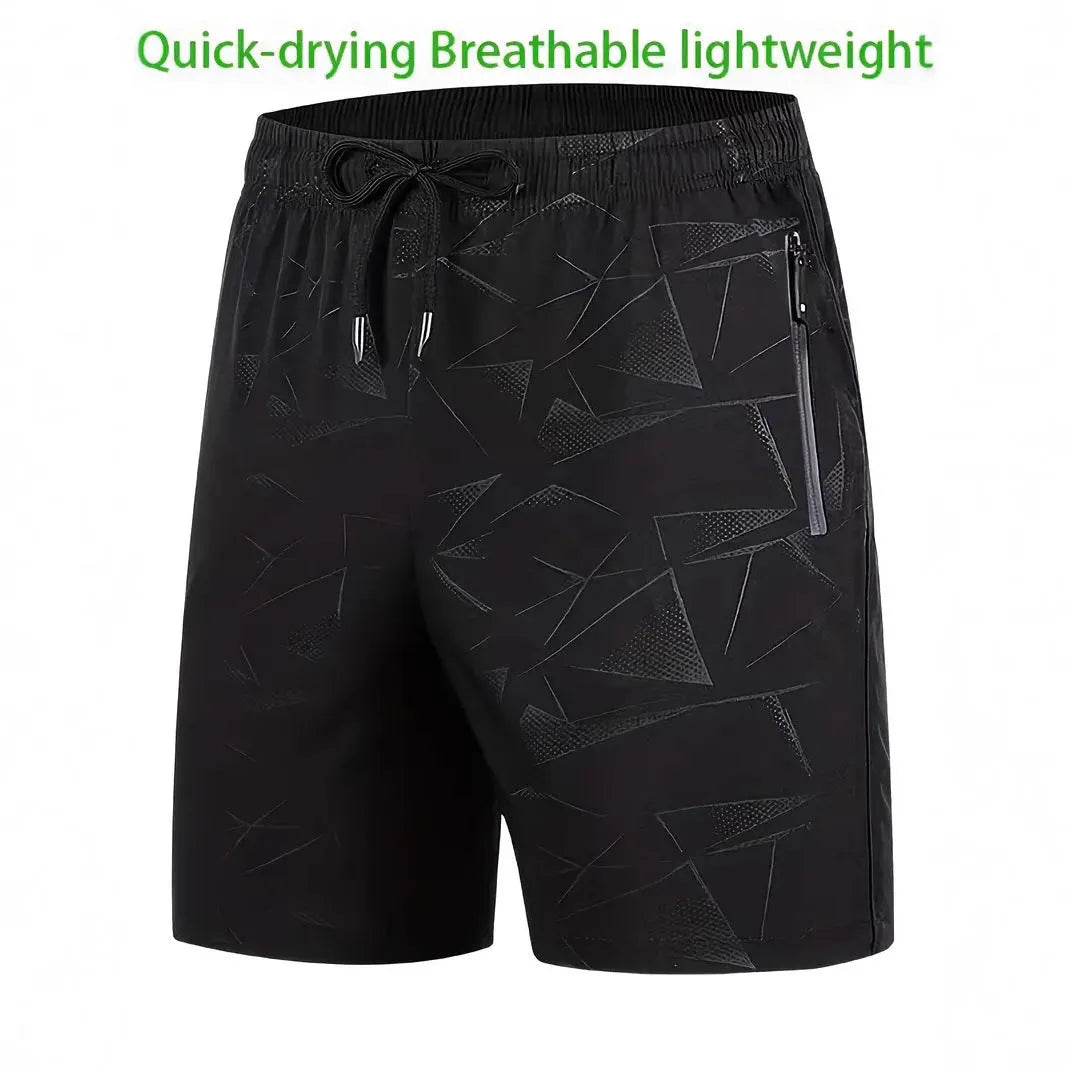 Men's loose-fitting polyester sports shorts in black, grey or blue colours