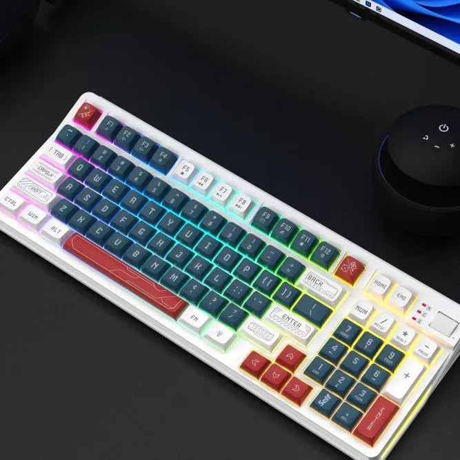 Plastic desktop computer keyboard with ABS construction in four colour options