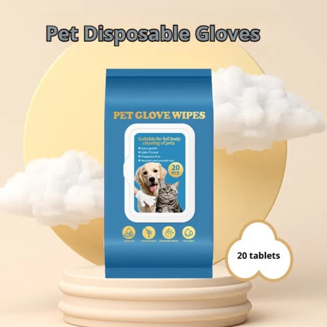 Disposable polyethylene pet gloves for cat and dog bath cleaning in multiple pack options