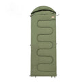 Cotton camping sleeping bag in ochre colour folded to show portable design