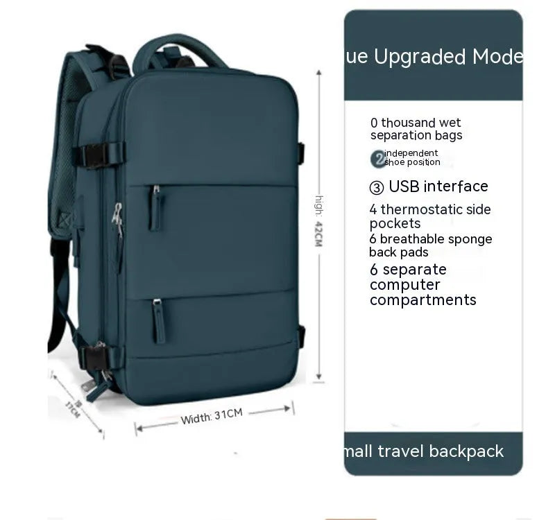 Large waterproof nylon mummy backpack shown in one of 32 available colours, suitable for travel and hiking.