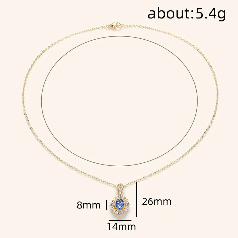 Royal necklace with mixed gem pendant on adjustable copper chain
