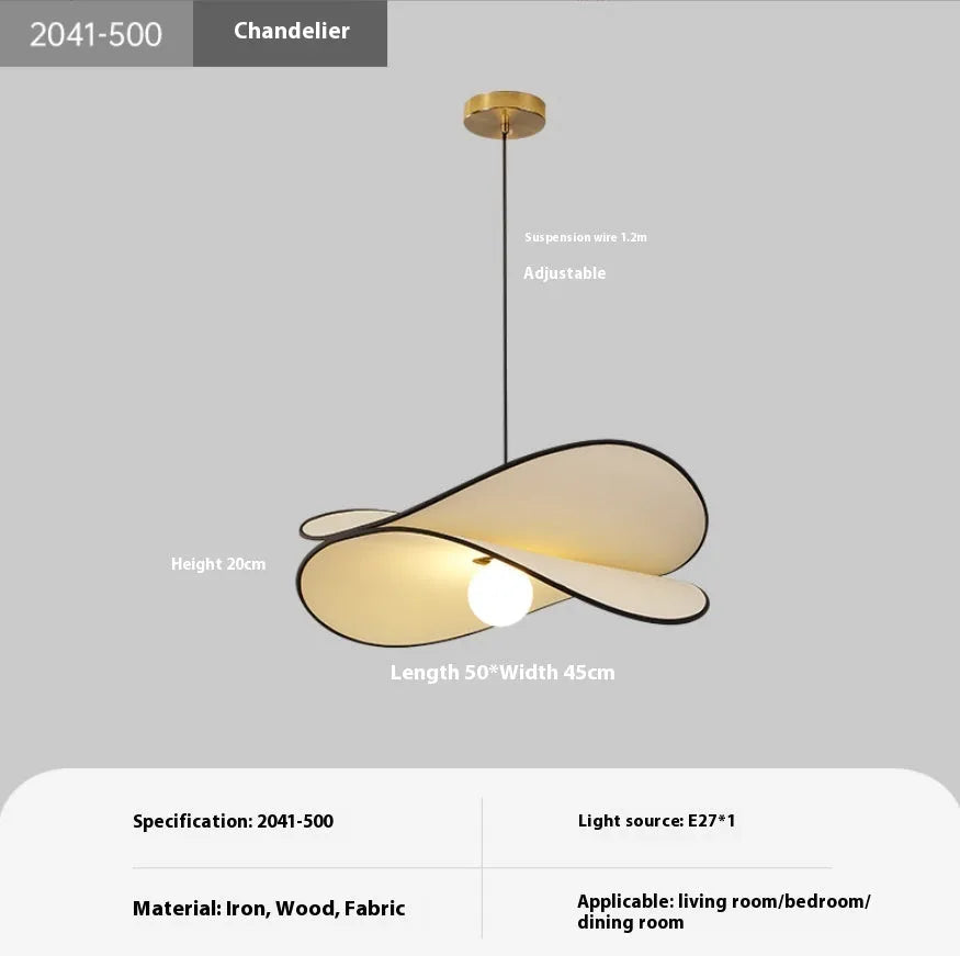 French style artistic fabric chandelier pendant light in modern simplicity design for bedroom ceiling