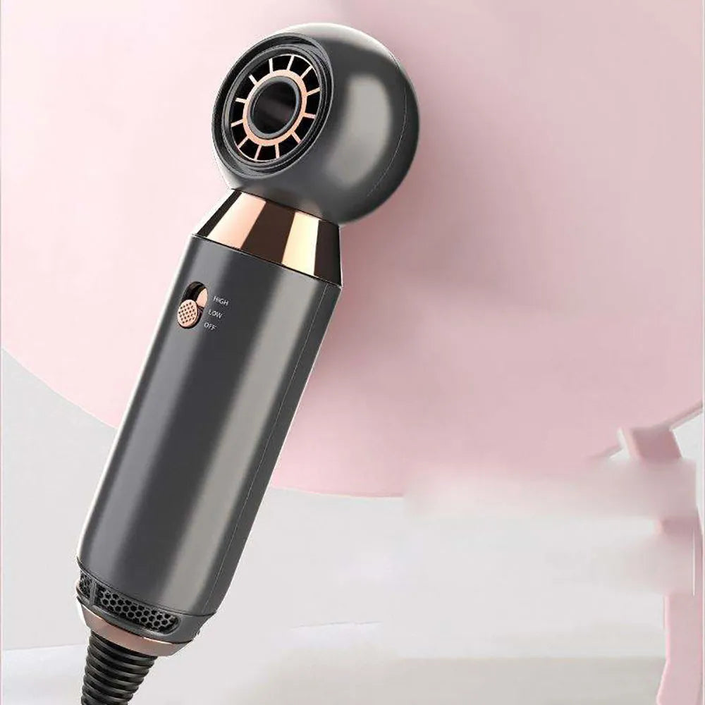 Compact hair dryer with diffuser attachment showing 20cm length scale