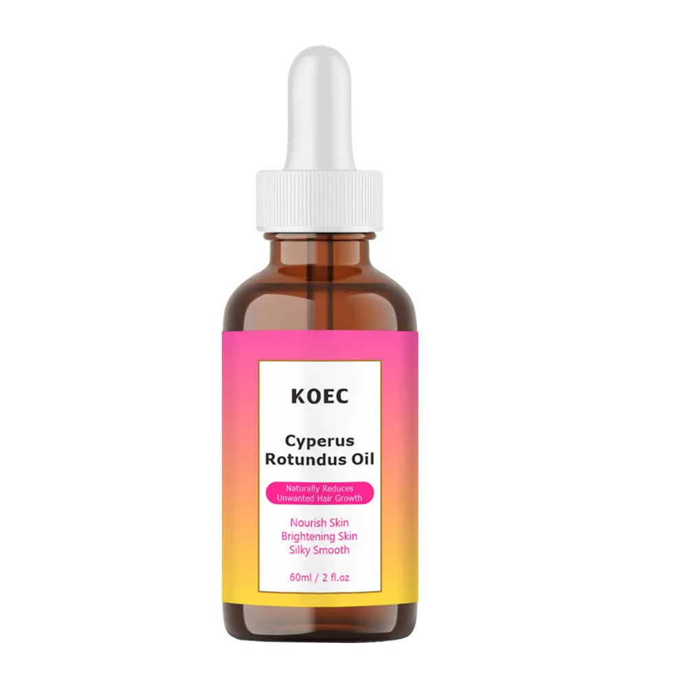 Cyperus Tuber body care massage oil in a 60ml bottle with green label on a white background