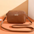 Women's solid colour PU leather shoulder bag with three-dimensional pockets in five colour options