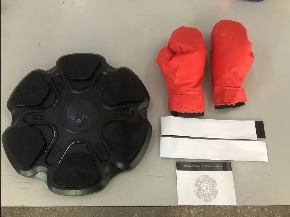 Smart music boxing wall target with electronic display and gloves